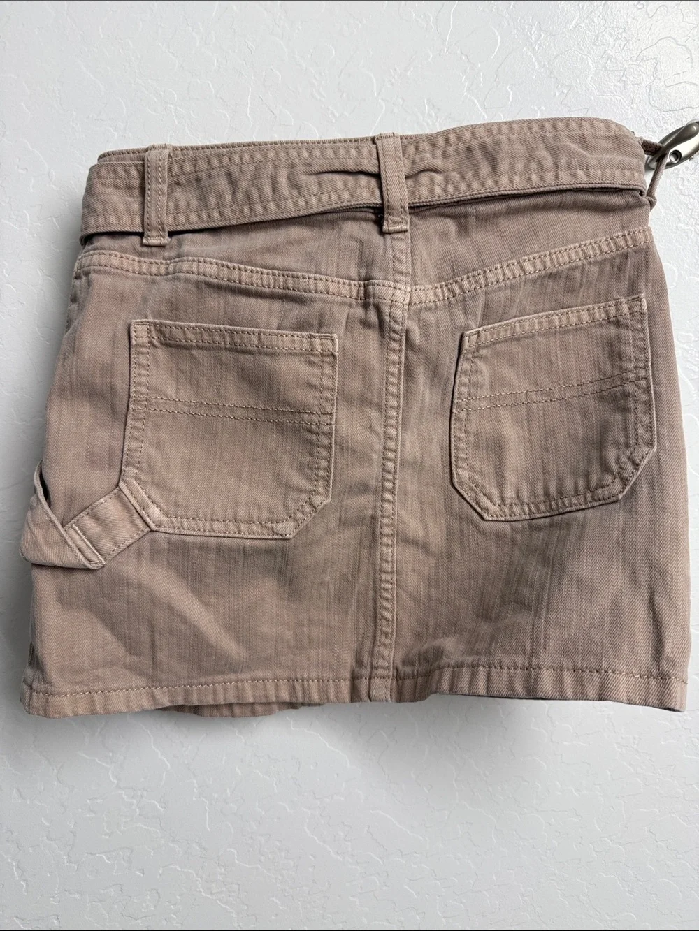 SO Beige Utility Belted Mini Skirt
